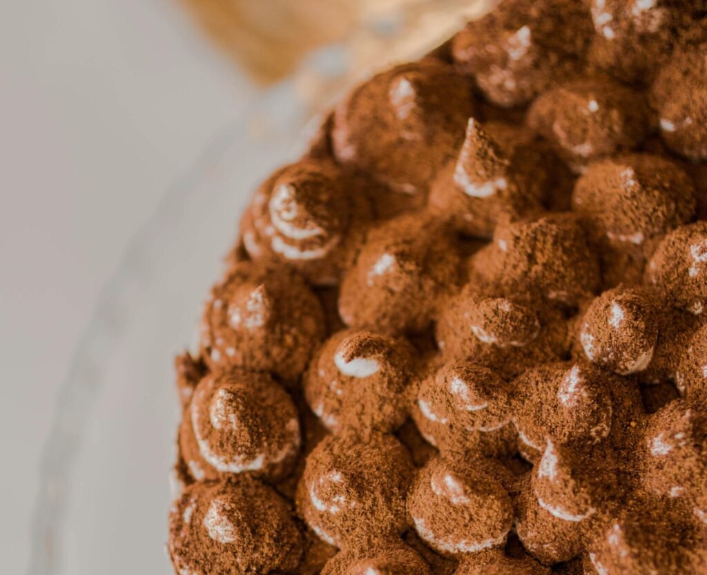 Delicious chocolate cake with cocoa dusting, perfect for dessert lovers.